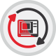 Red and black arrows signifying how TestLink can improve the life cycle of an ATM machine.